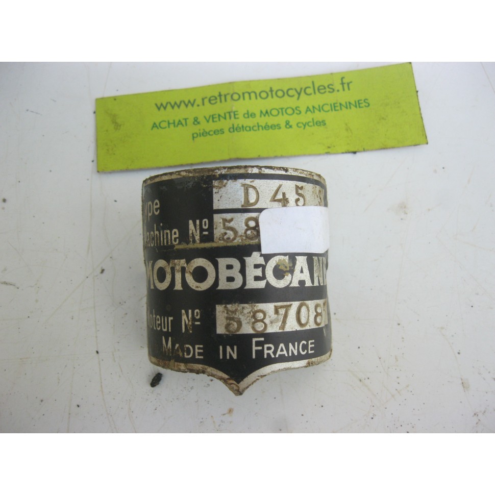 plaque de cadre  MOTOBECANE 125 D45 S